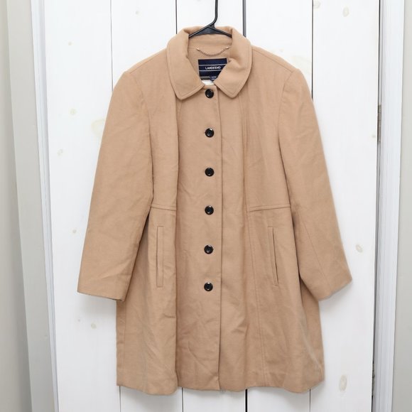 Lands End Camel Wool Blend Swing Coat Size 22 - Picture 1 of 9